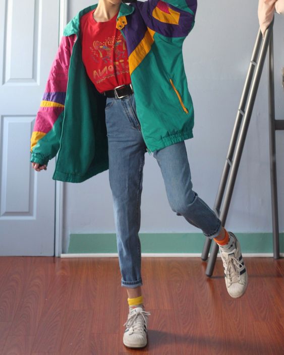 jaqueta colorida anos 90